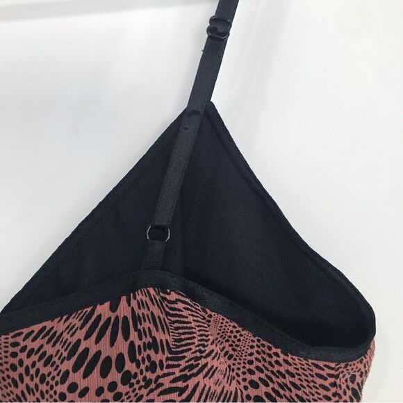 Express Black Mauve Silk Graphic Design Chiffon Baby Doll Tank Blouse - Picture 8 of 11